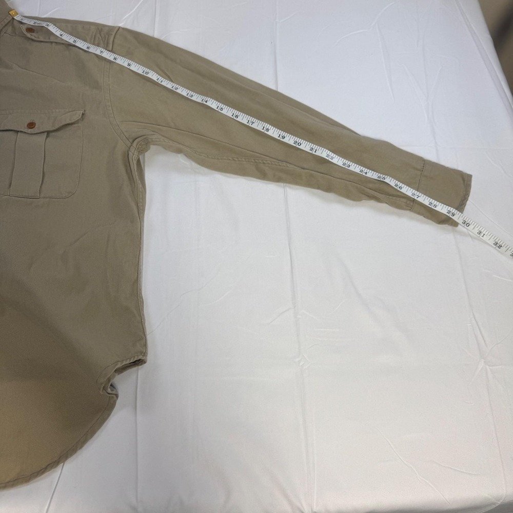 Ralph Lauren Mens Safari Military Field Shirt Khaki Tan Cotton Twill Size 8 - Picture 10 of 11